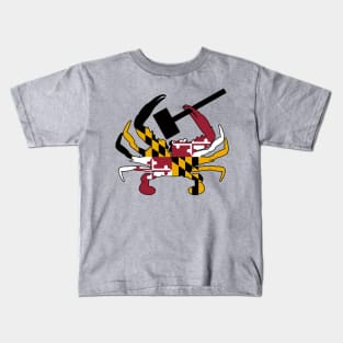 Maryland Crab Flag with Mallet Kids T-Shirt